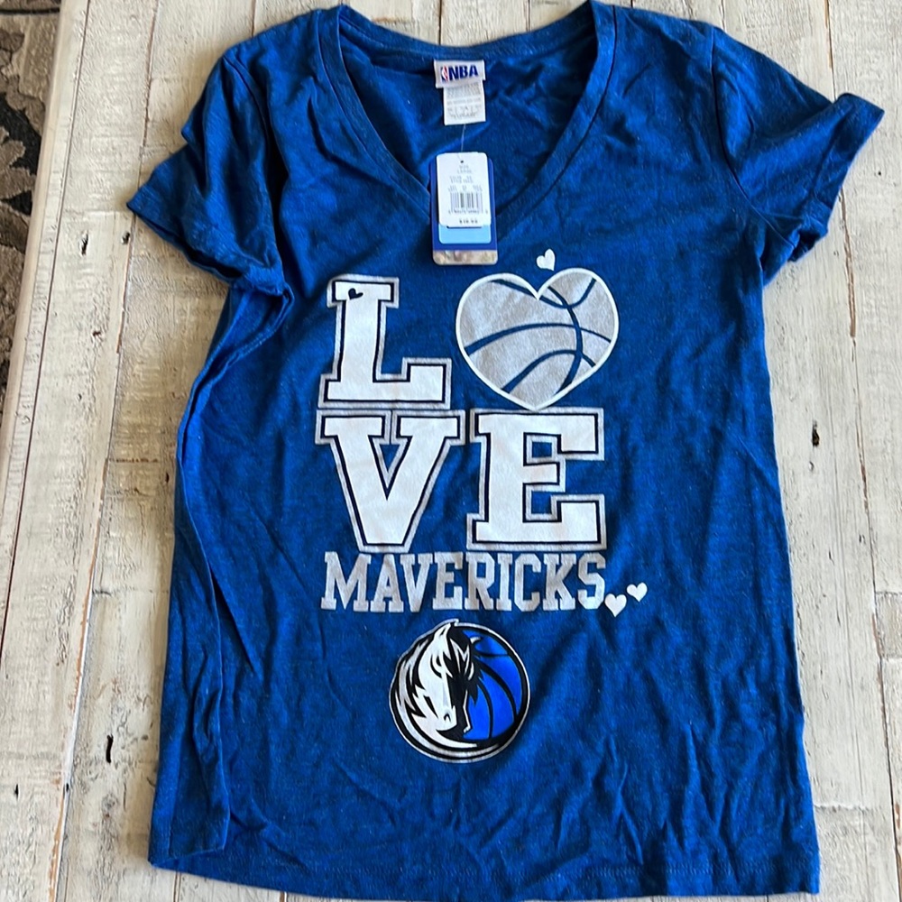 NBA Dallas Mavericks Royal Blue Women's 'LOVE Mavericks' Short Sleeve Tee